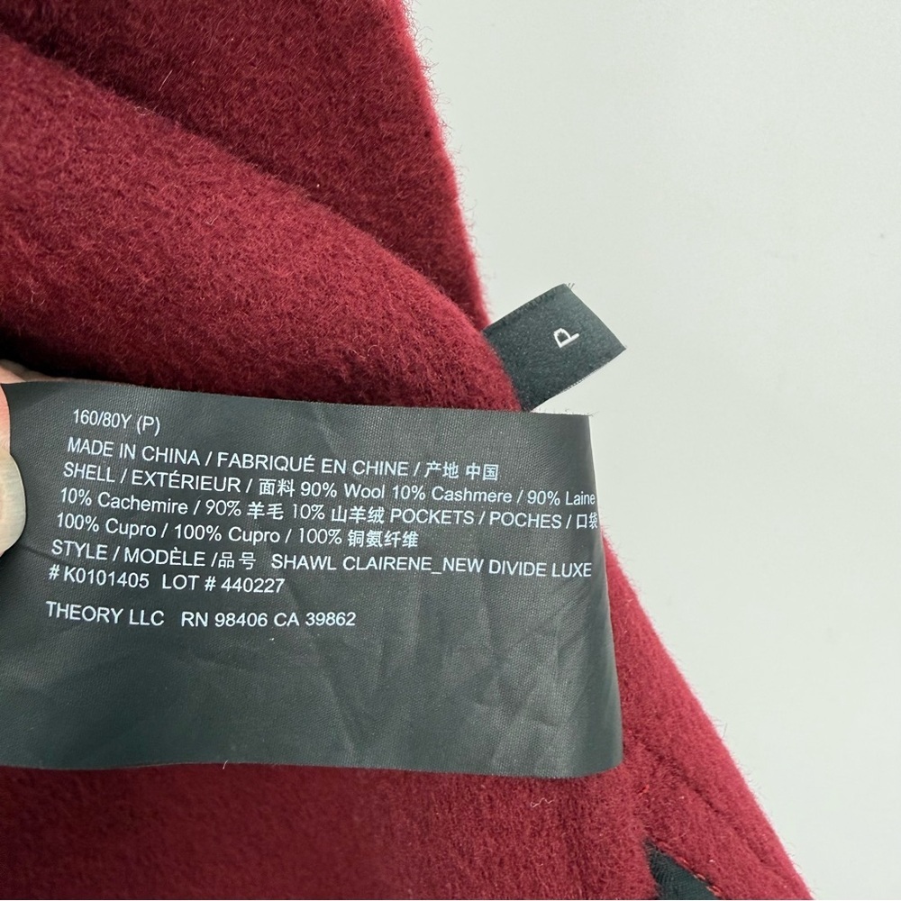 Theory Shawl Collar Clairene Jacket Wool Cashmere in Currant Size P XS - Picture 6 of 11